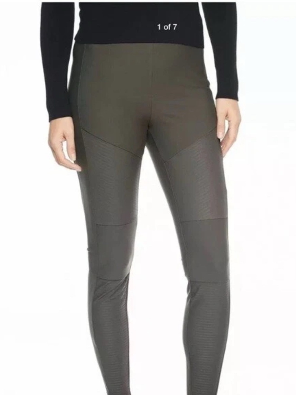ATHLETA Madison Moto Tight Pants grey/olive size 12 tall long women’s casual